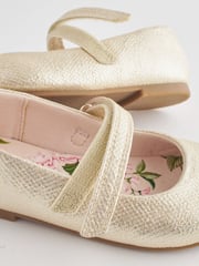 Gold Wide Fit (G) Mary Jane Touch Fastening Occasion Shoes - Image 4 of 5