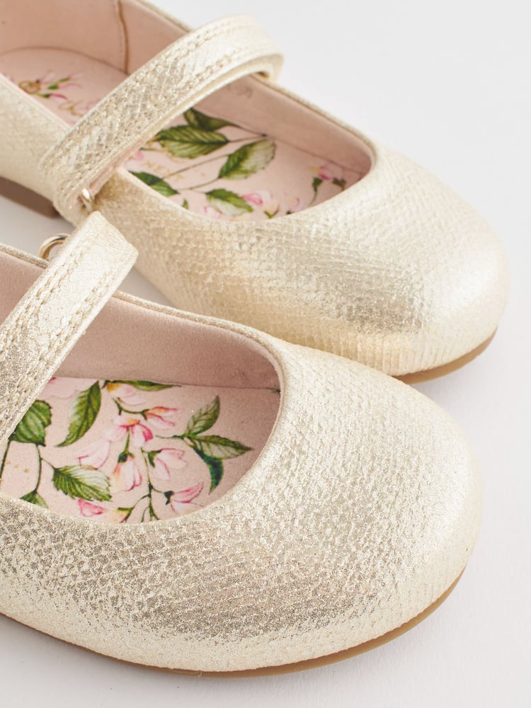 Gold Wide Fit (G) Mary Jane Touch Fastening Occasion Shoes - Image 5 of 5