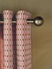 Orange/Neutral Woven Geometric Eyelet Lined Curtains - Image 4 of 6