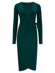 Pour Moi Green Bryony Slinky Jersey Bodycon Midi Dress - Image 3 of 4