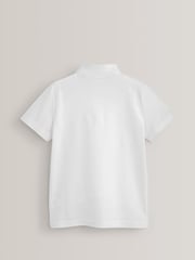 White Regular Fit Cotton School Short Sleeve 100% Cotton Polo Shirts 2 Pack (3-16yrs) - Image 2 of 5