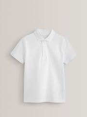 White Regular Fit Cotton School Short Sleeve 100% Cotton Polo Shirts 2 Pack (3-16yrs) - Image 5 of 5