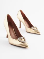 Gold Regular/Wide Fit Forever Comfort® Heart Trim Court Shoes - Image 1 of 6