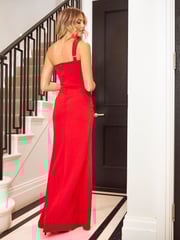 Sistaglam Red Elaya One Shoulder Cut-Out Maxi Dress - Image 3 of 4