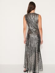 Black/Silver Sleeveless Sequin Midi Dress - Image 3 of 4