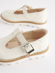 White Wide Fit (G) T-Bar Adjustable Buckle Shoes - Image 3 of 5