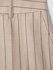 Reiss Neutral Odette Wool Blend Striped Wide Leg Trousers - Image 6 of 6