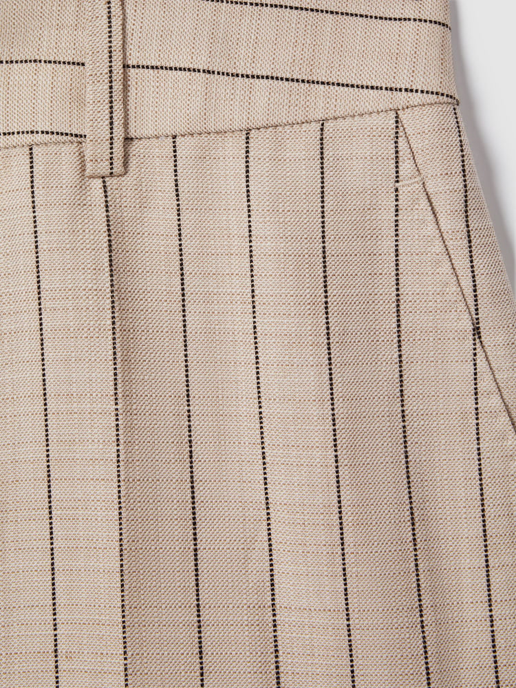 Reiss Neutral Odette Wool Blend Striped Wide Leg Trousers - Image 6 of 6