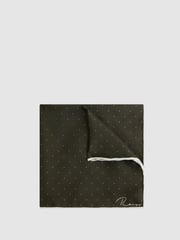 Reiss Dark Green Liam Polka Dot Silk Pocket Square - Image 1 of 5