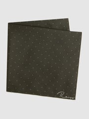Reiss Dark Green Liam Polka Dot Silk Pocket Square - Image 3 of 5