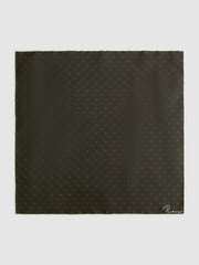 Reiss Dark Green Liam Polka Dot Silk Pocket Square - Image 4 of 5