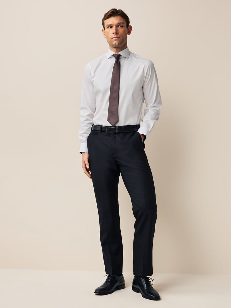 White/Bronze Brown Regular Fit Single Cuff Shirt And Tie Pack - Image 2 of 8