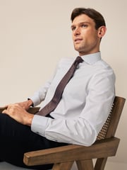 White/Bronze Brown Regular Fit Single Cuff Shirt And Tie Pack - Image 4 of 8