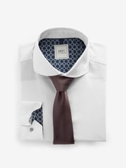 White/Bronze Brown Regular Fit Single Cuff Shirt And Tie Pack - Image 7 of 8