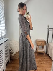 Style Cheat Black Pebble Print Daphne Belted Shirt Midaxi Dress - Image 2 of 4