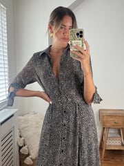 Style Cheat Black Pebble Print Daphne Belted Shirt Midaxi Dress - Image 4 of 4