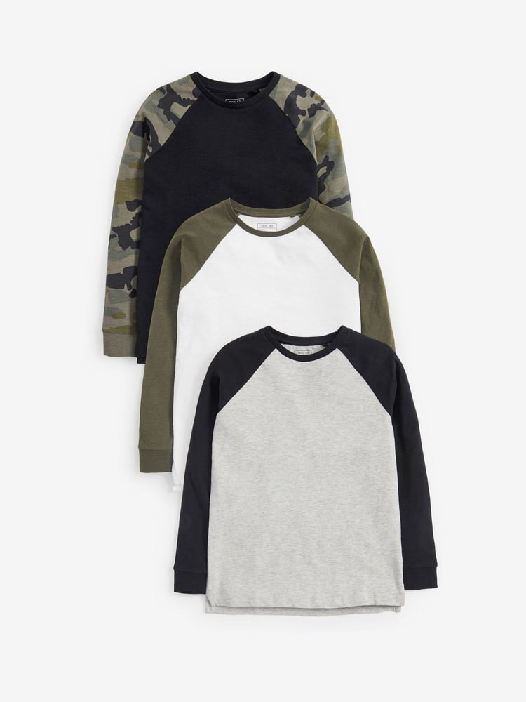Khaki Green Camo Raglan T-Shirts 3 Pack (3-16yrs) - Image 1 of 5