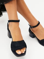 Black Forever Comfort® Fringe Heeled Sandals - Image 2 of 8
