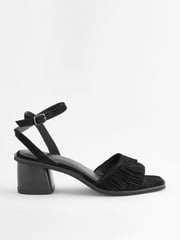 Black Forever Comfort® Fringe Heeled Sandals - Image 4 of 8