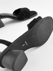 Black Forever Comfort® Fringe Heeled Sandals - Image 6 of 8