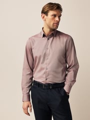 Damson Pink Regular Fit Single Cuff Textured Cotton Shirt - Image 1 of 7