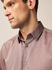 Damson Pink Regular Fit Single Cuff Textured Cotton Shirt - Image 3 of 7