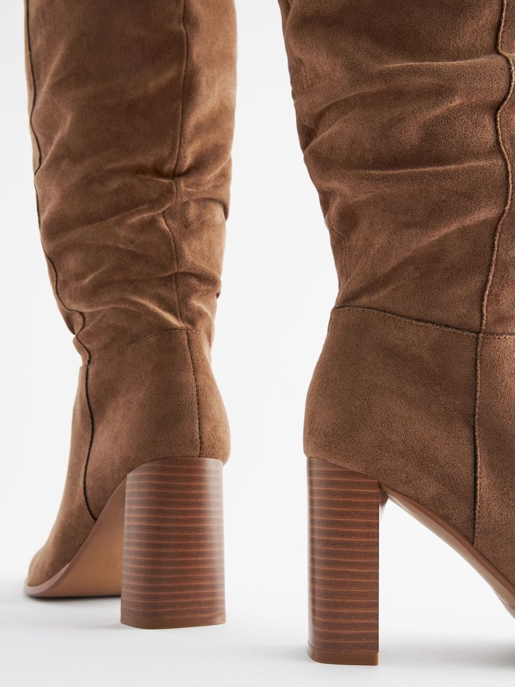 Tan Brown Forever Comfort® Knee High Slouch Heel Boots - Image 4 of 4