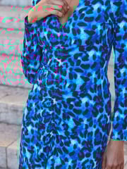 Sosandar Blue Print Ruched Detail Jersey Midi Dress - Image 5 of 5