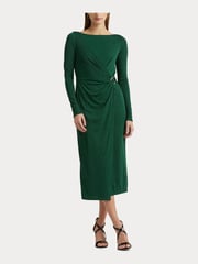 Lauren Ralph Lauren Green Jersey Long Sleeve Cocktail Dress - Image 3 of 8