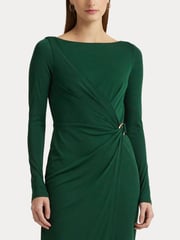 Lauren Ralph Lauren Green Jersey Long Sleeve Cocktail Dress - Image 5 of 8