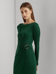 Lauren Ralph Lauren Green Jersey Long Sleeve Cocktail Dress - Image 6 of 8