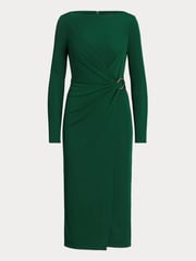 Lauren Ralph Lauren Green Jersey Long Sleeve Cocktail Dress - Image 8 of 8