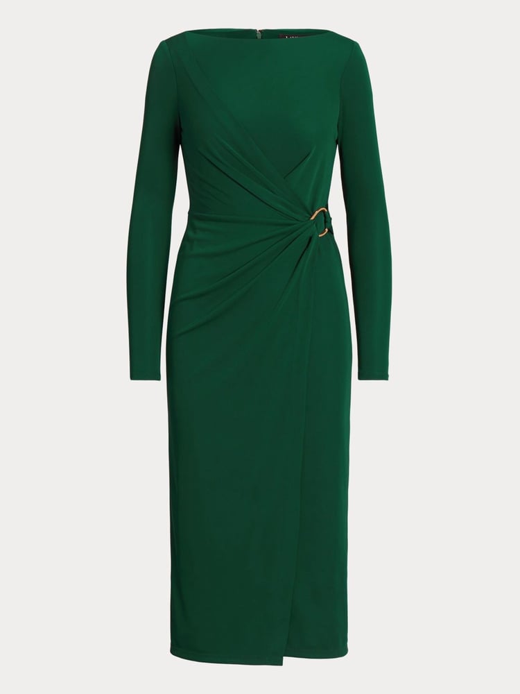 Lauren Ralph Lauren Green Jersey Long Sleeve Cocktail Dress - Image 8 of 8