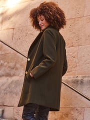 Sosandar Green Khaki Green Gold Button Detail Coat - Image 3 of 6