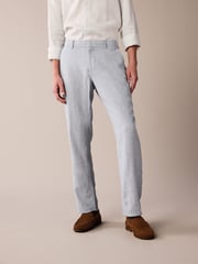Light Blue Textured Linen Blend Trousers - Image 1 of 8
