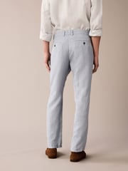 Light Blue Textured Linen Blend Trousers - Image 3 of 8