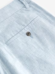 Light Blue Textured Linen Blend Trousers - Image 6 of 8