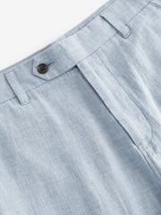 Light Blue Textured Linen Blend Trousers - Image 8 of 8