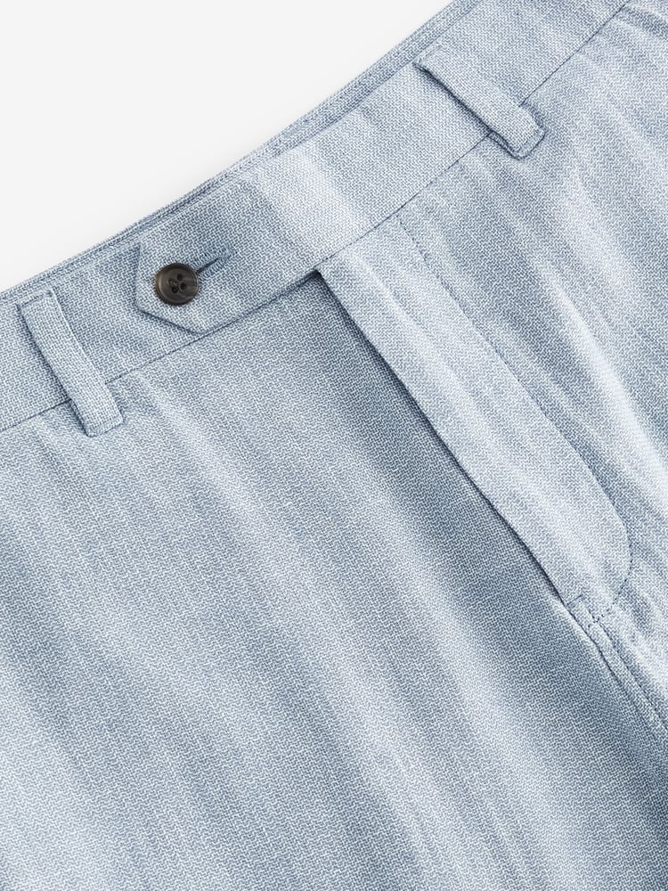 Light Blue Textured Linen Blend Trousers - Image 8 of 8