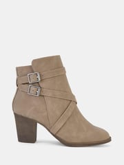 Novo Natural Wide Fit Jorgie Buckle Mid Heel Ankle Boots - Image 2 of 5