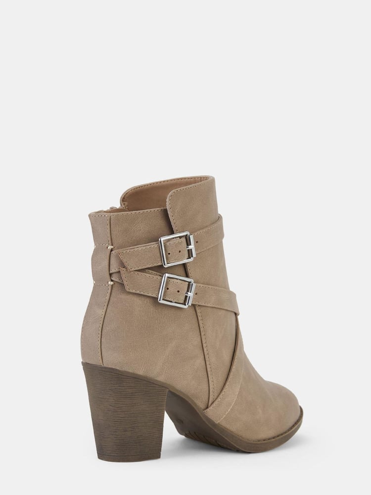 Novo Natural Wide Fit Jorgie Buckle Mid Heel Ankle Boots - Image 5 of 5