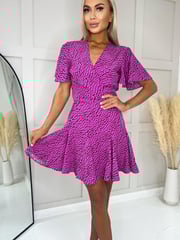 AX Paris Pink Heart Print Skater Dress - Image 3 of 4