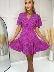 AX Paris Pink Heart Print Skater Dress - Image 4 of 4