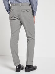 Grey Slim Fit Slim Fit Trimmed Herringbone Suit: Trousers - Image 2 of 6
