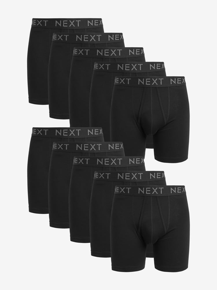 Black 10 pack Sports Longer Length A-Front Boxers - Image 1 of 4