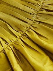 Olive Green Pleat Detail Short Sleeve Taffeta Dress (3mths-10yrs) - Image 9 of 9