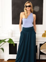 HotSquash Teal Blue Roll Top Maxi Skirt - Image 1 of 3