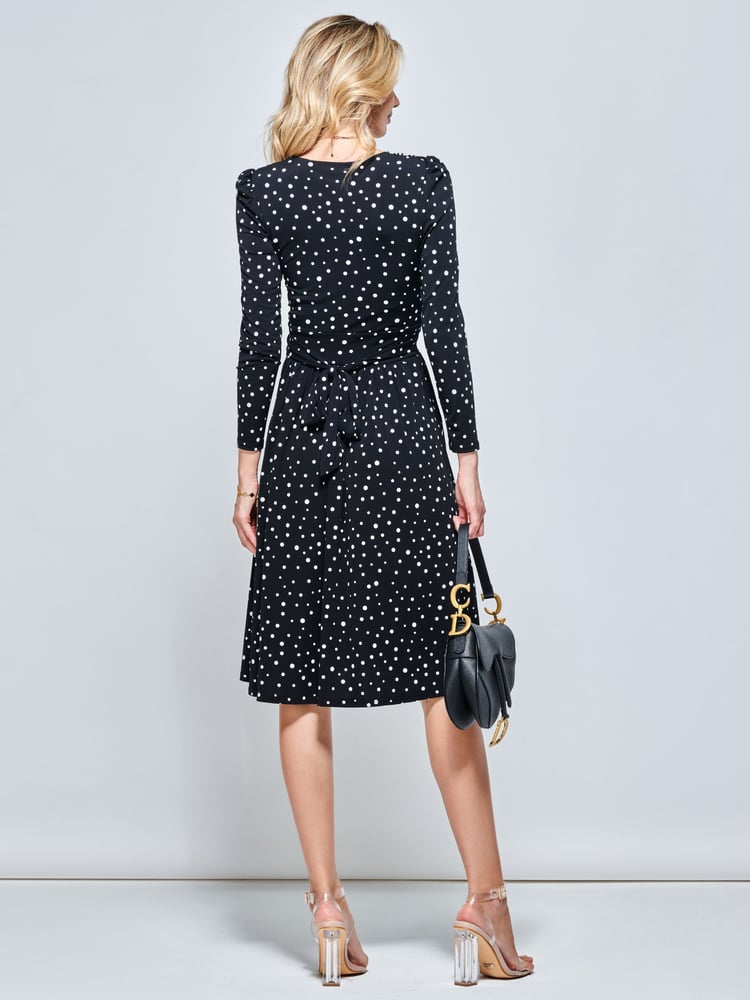 Jolie Moi Black Long Sleeve Jersey Midi Dress - Image 2 of 5
