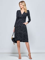 Jolie Moi Black Long Sleeve Jersey Midi Dress - Image 3 of 5