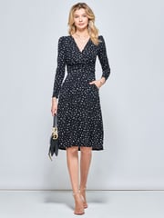 Jolie Moi Black Long Sleeve Jersey Midi Dress - Image 4 of 5